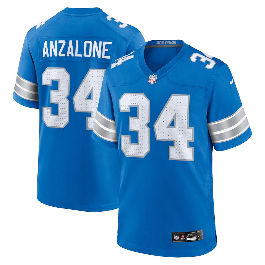 Men Detroit Lions #34 Alex Anzalone Nike Blue Game NFL Jersey->detroit lions->NFL Jersey